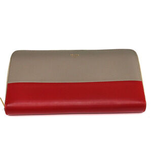Celine Zip Around Red Gray Wallet